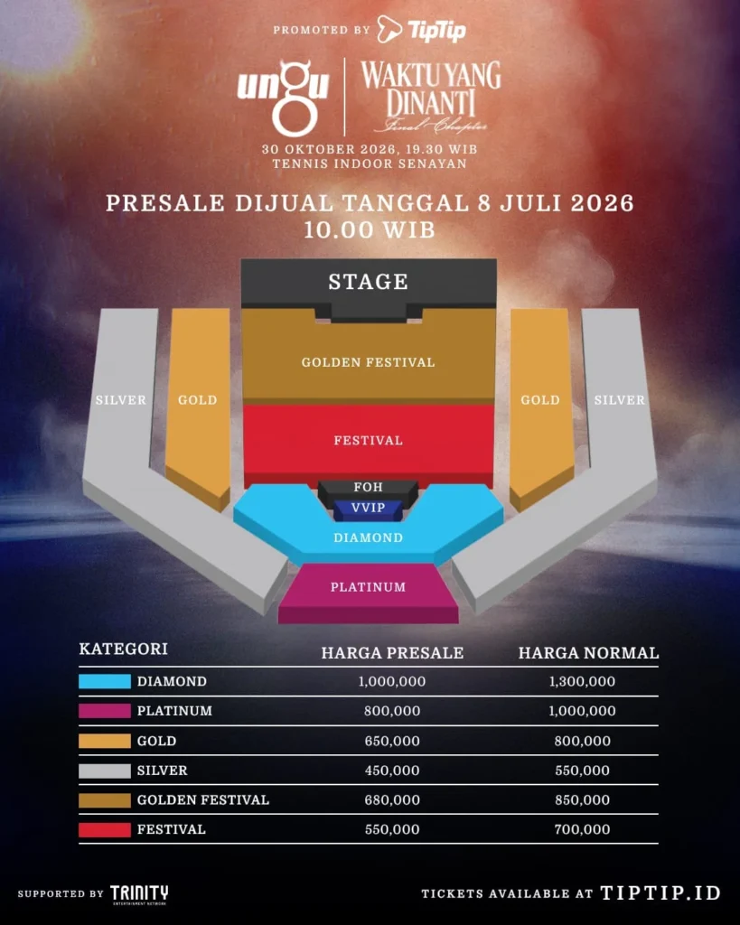 Denah & Harga Tiket Konser 30 Tahun UNGU