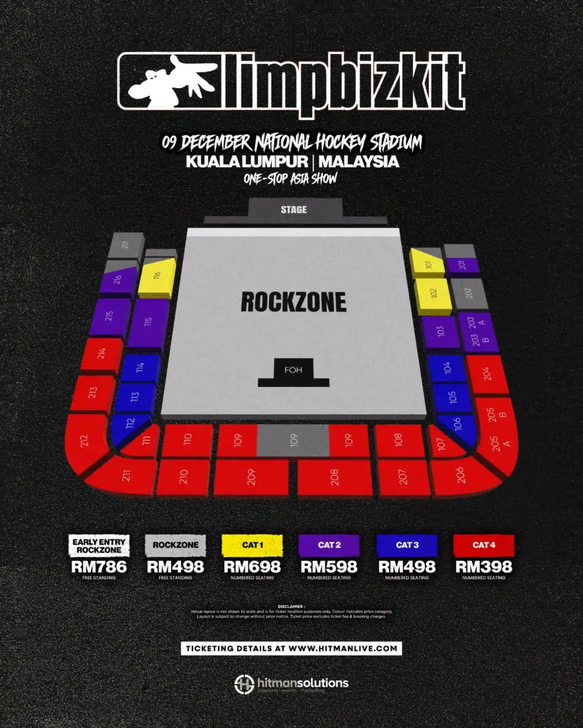 Harga Tiket Tur Limp Bizkit Malaysia